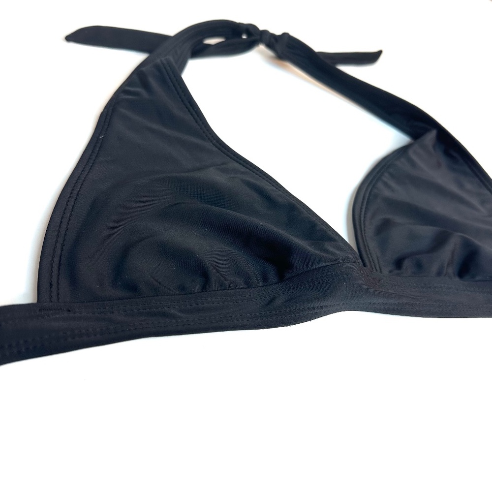 Classic Black Tie Triangle Top Bikini, Halter Swimsuit, Medium, vacation beach